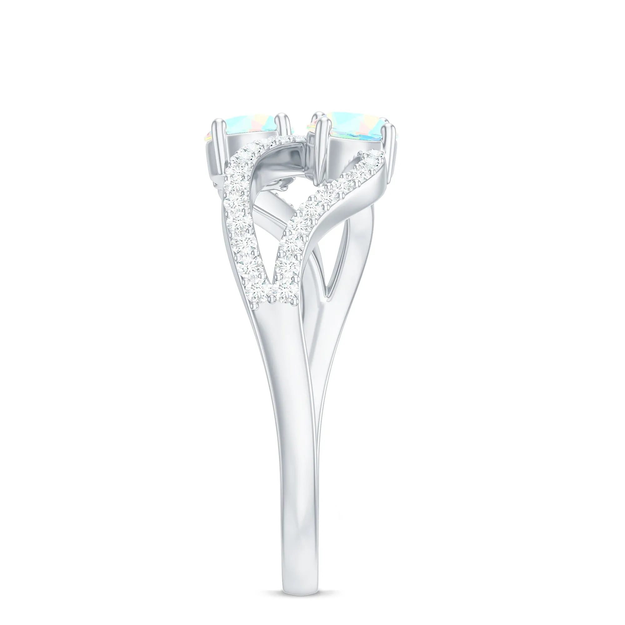 1 CT Minimal Ethiopian Opal and Diamond Engagement Ring