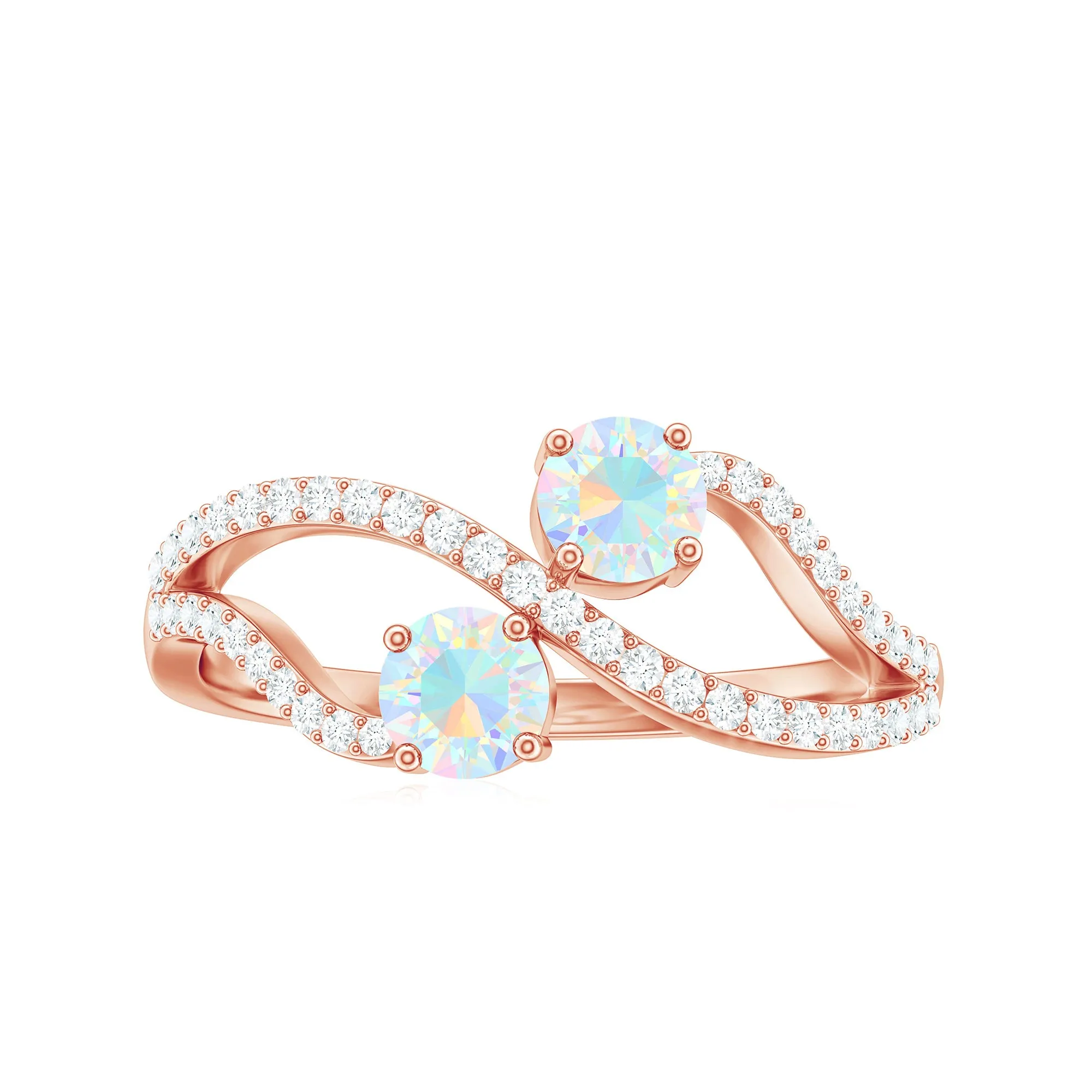 1 CT Minimal Ethiopian Opal and Diamond Engagement Ring