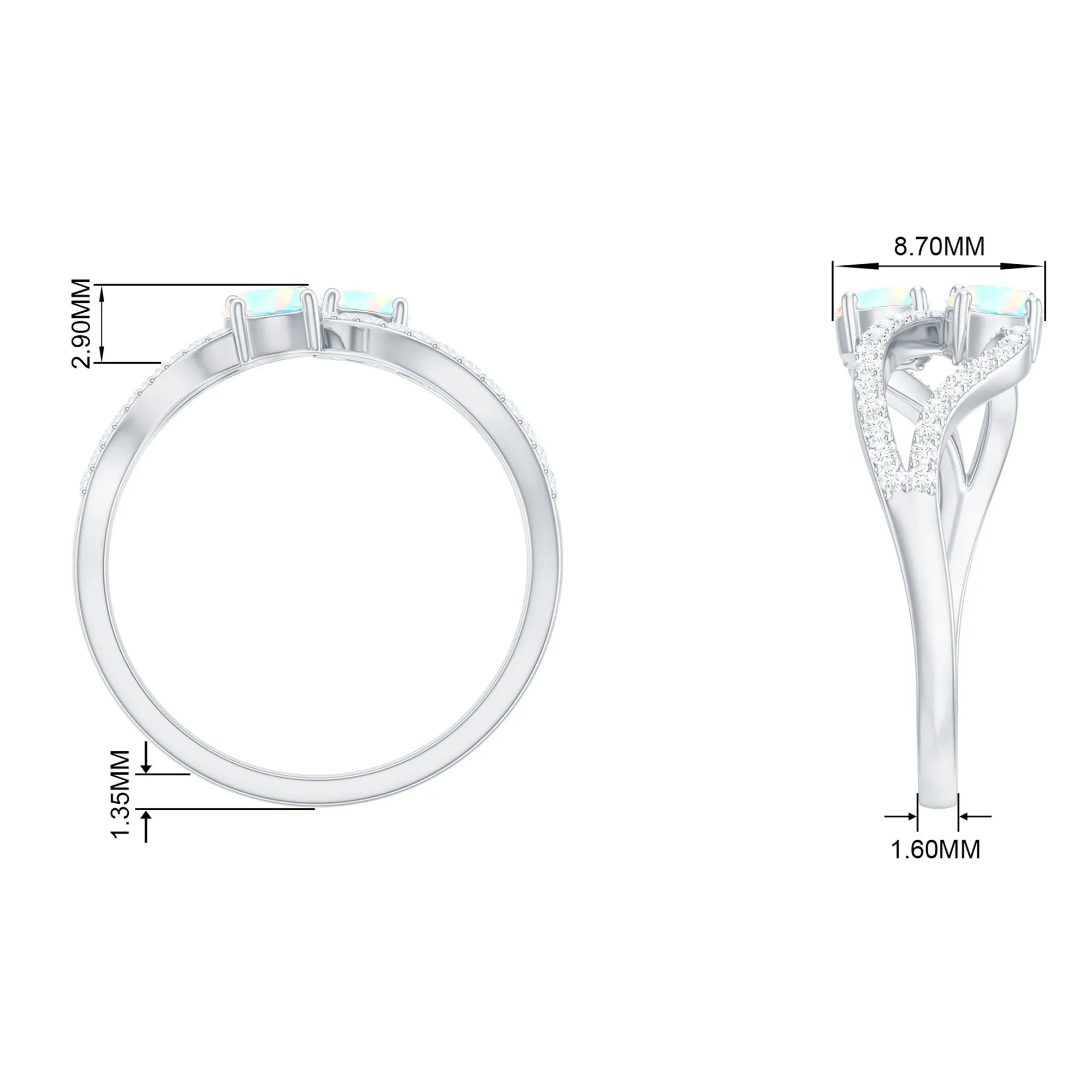1 CT Minimal Ethiopian Opal and Diamond Engagement Ring