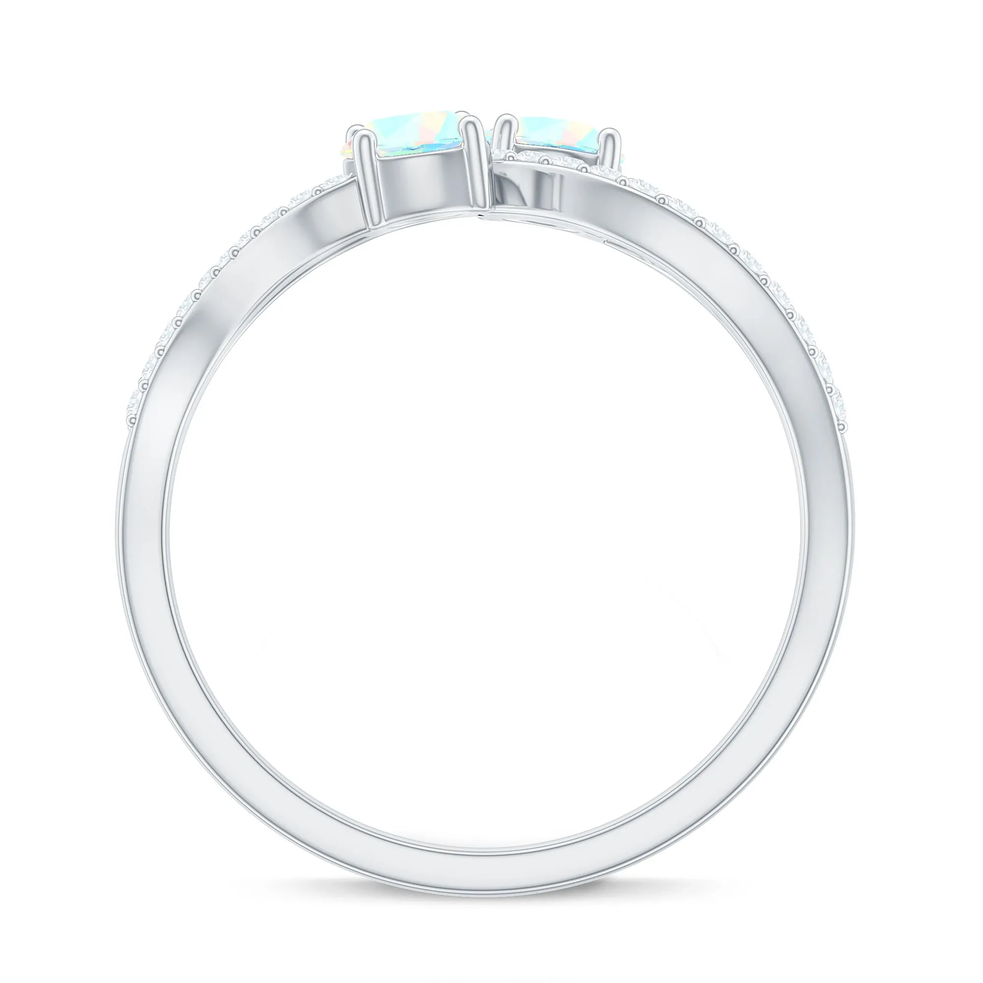 1 CT Minimal Ethiopian Opal and Diamond Engagement Ring