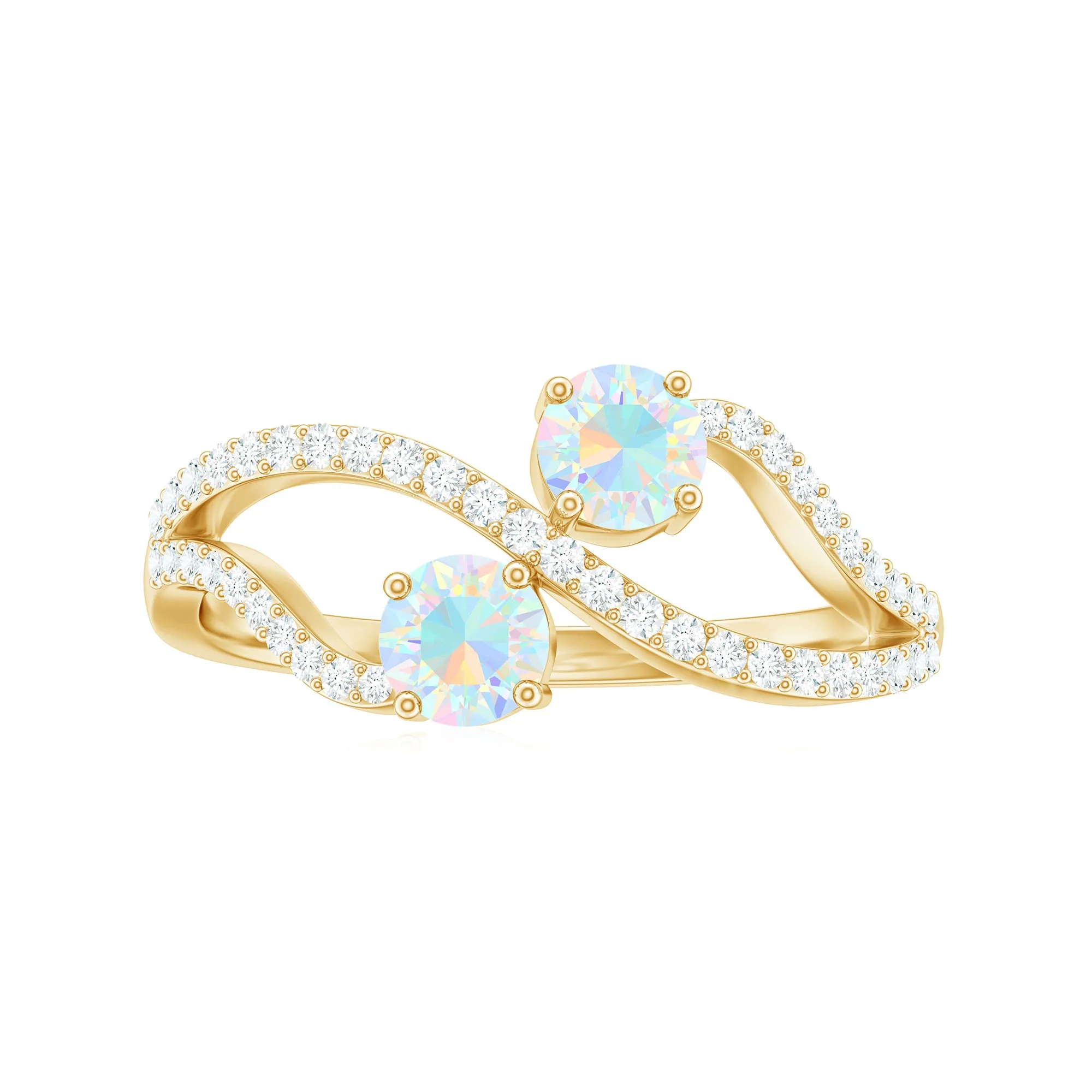 1 CT Minimal Ethiopian Opal and Diamond Engagement Ring