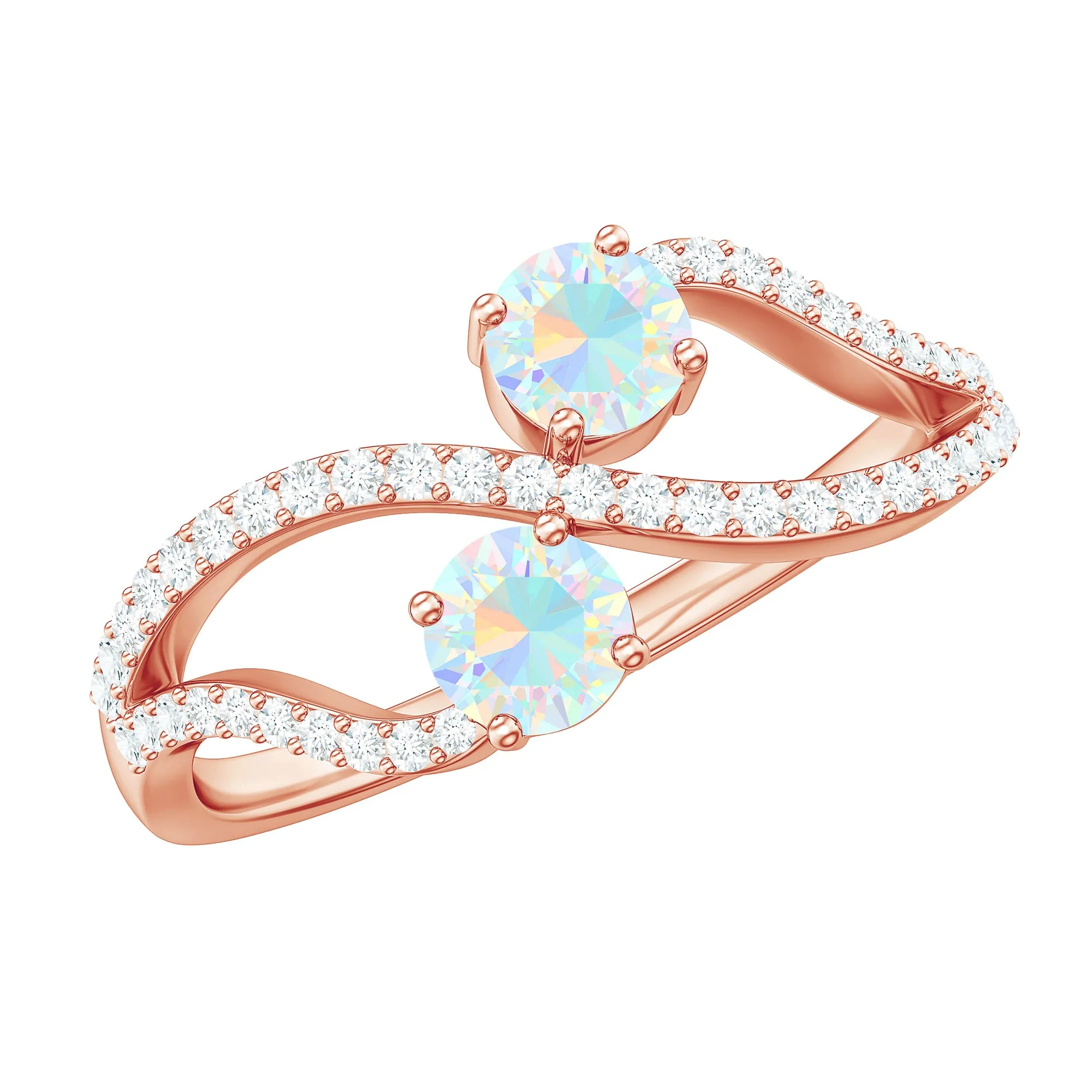 1 CT Minimal Ethiopian Opal and Diamond Engagement Ring