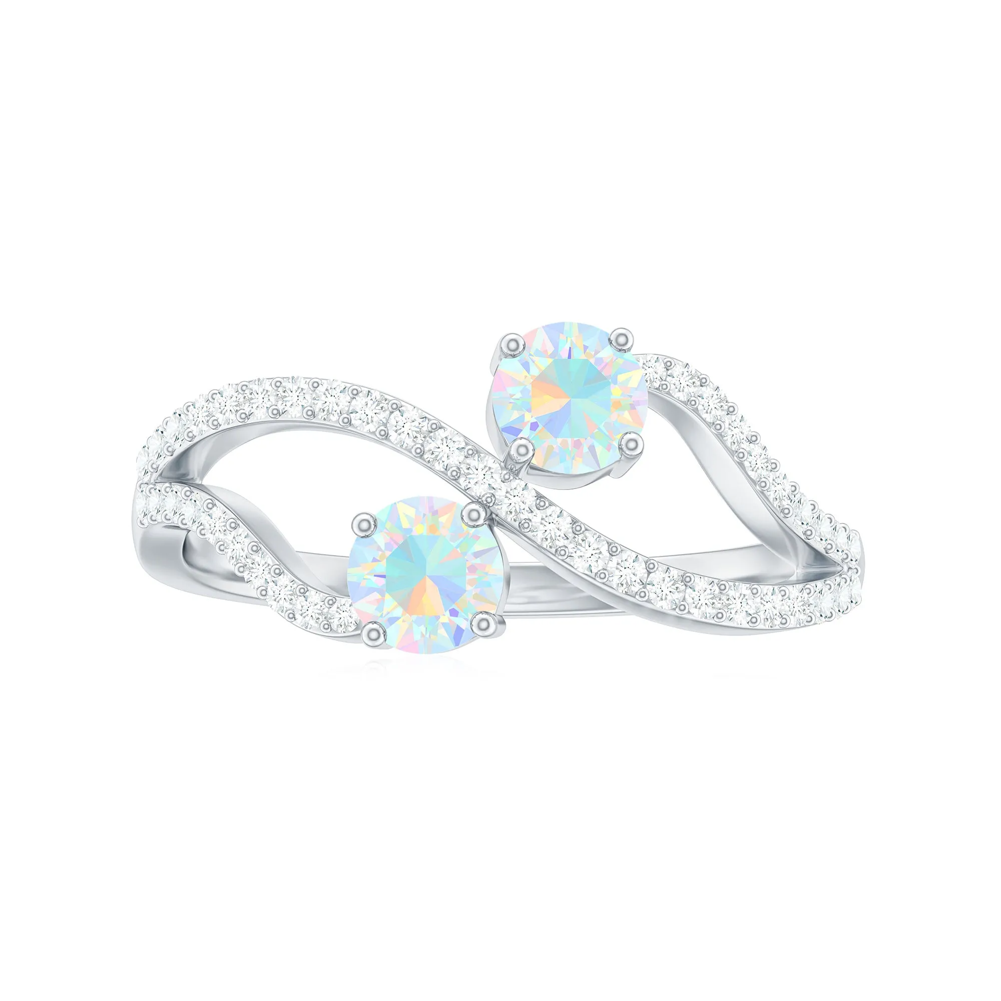 1 CT Minimal Ethiopian Opal and Diamond Engagement Ring
