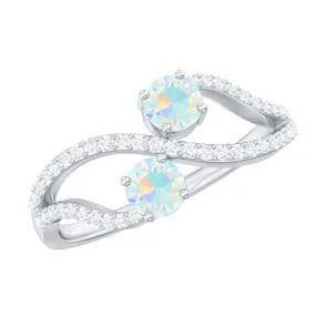 1 CT Minimal Ethiopian Opal and Diamond Engagement Ring