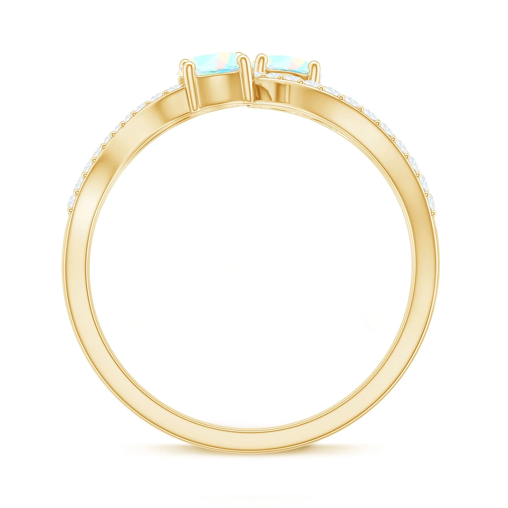 1 CT Minimal Ethiopian Opal and Diamond Engagement Ring