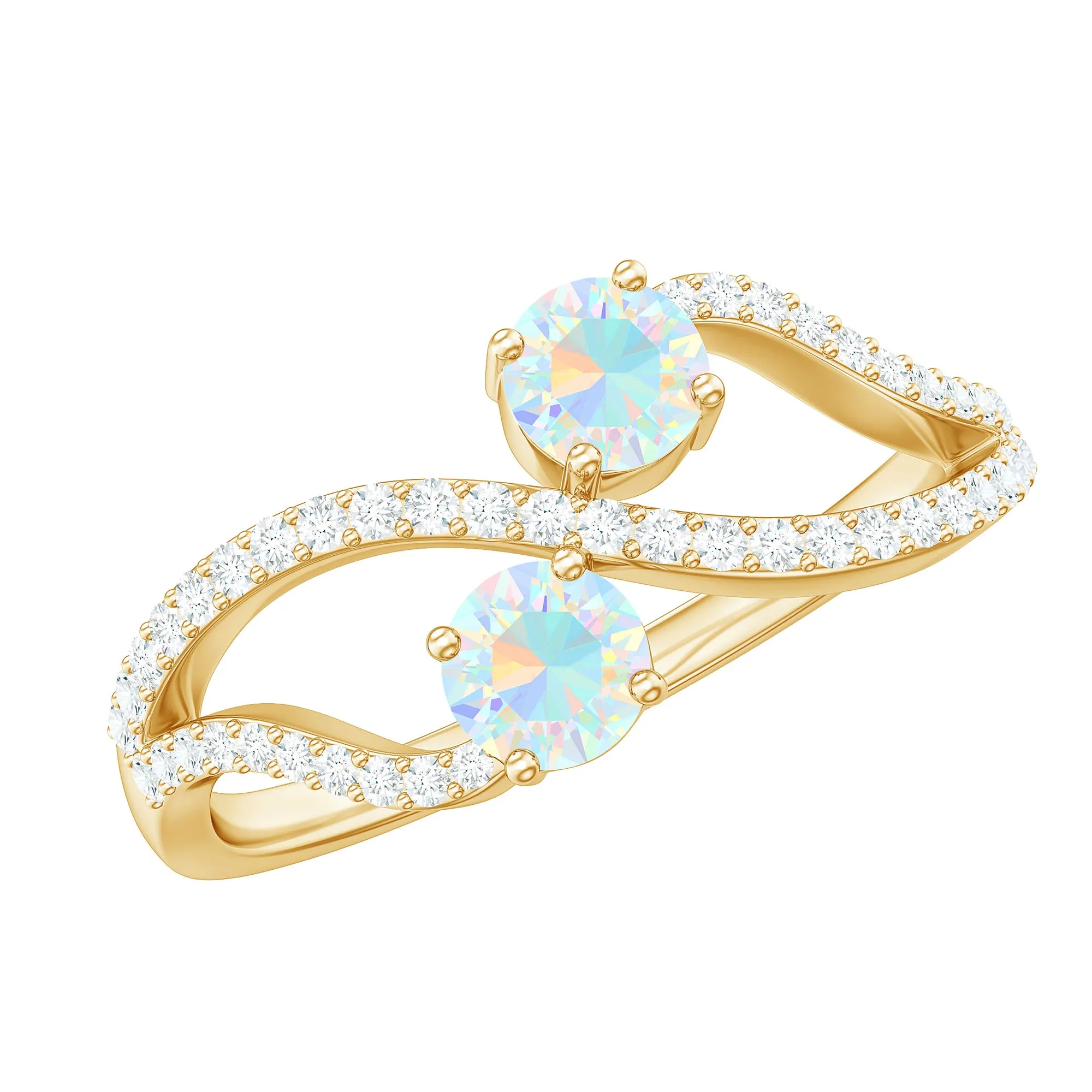 1 CT Minimal Ethiopian Opal and Diamond Engagement Ring