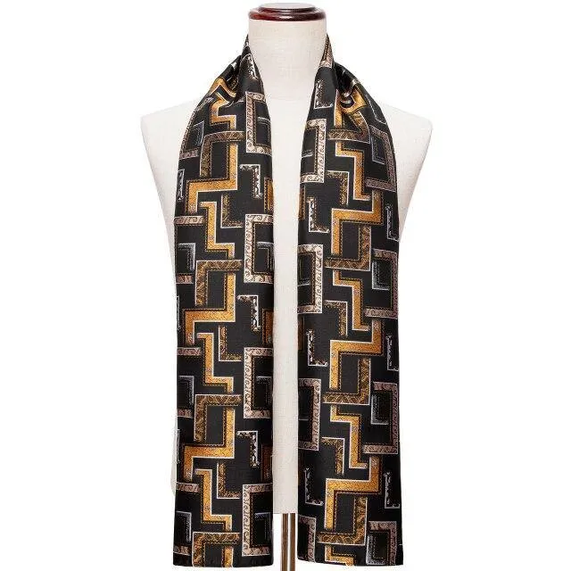 100% Silk Scarf Casual Green Jacquard Paisley