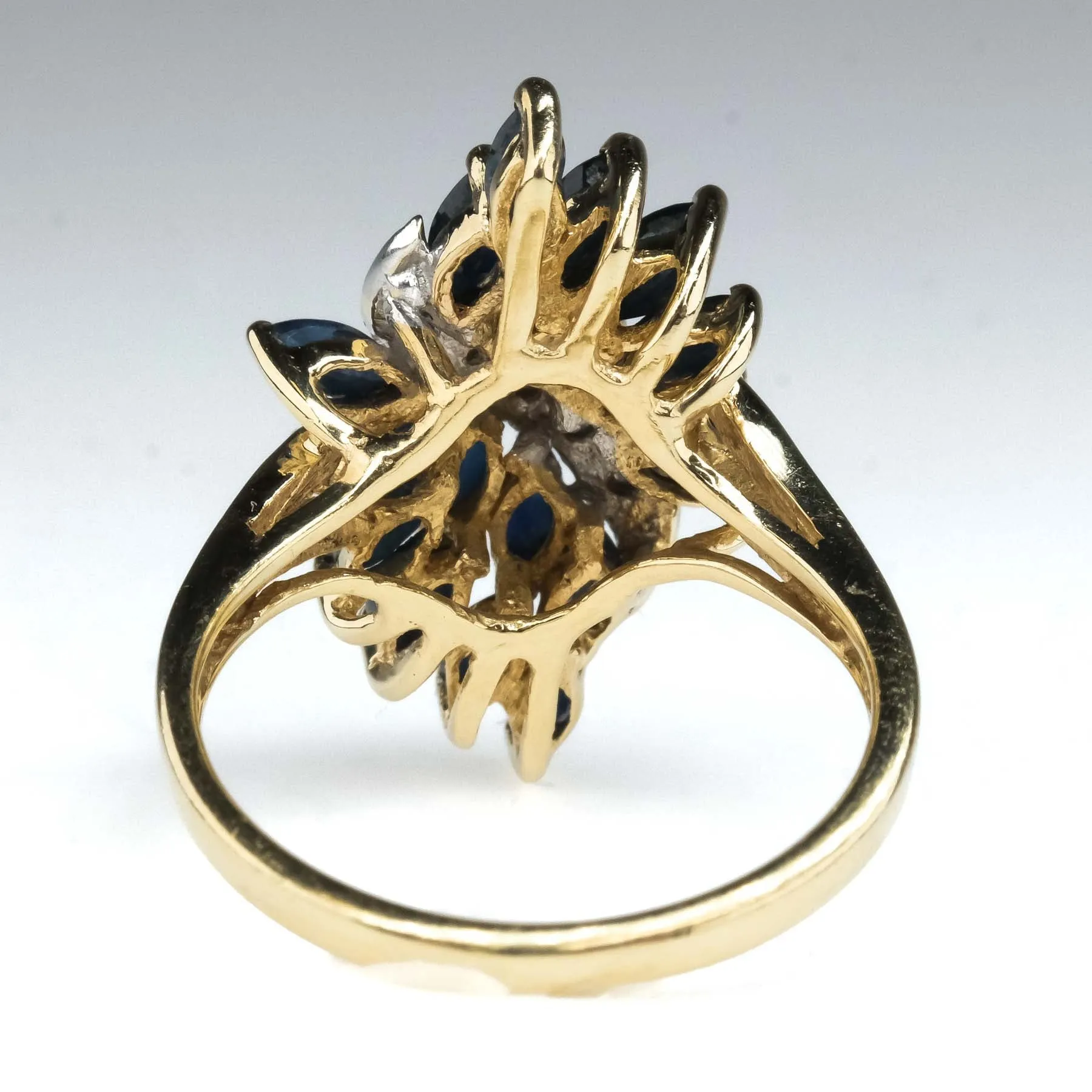 1.02ctw Sapphire & Diamond Cluster Cocktail Ring in 10K Two Tone Gold