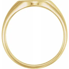 10K Yellow 12x10 mm Oval Signet Ring