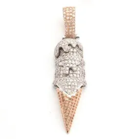10KR 0.75CTW DIAMOND ICE CREAM CONE PENDANT