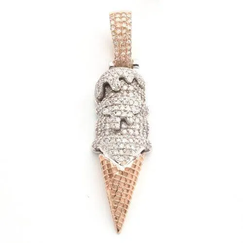 10KR 0.75CTW DIAMOND ICE CREAM CONE PENDANT