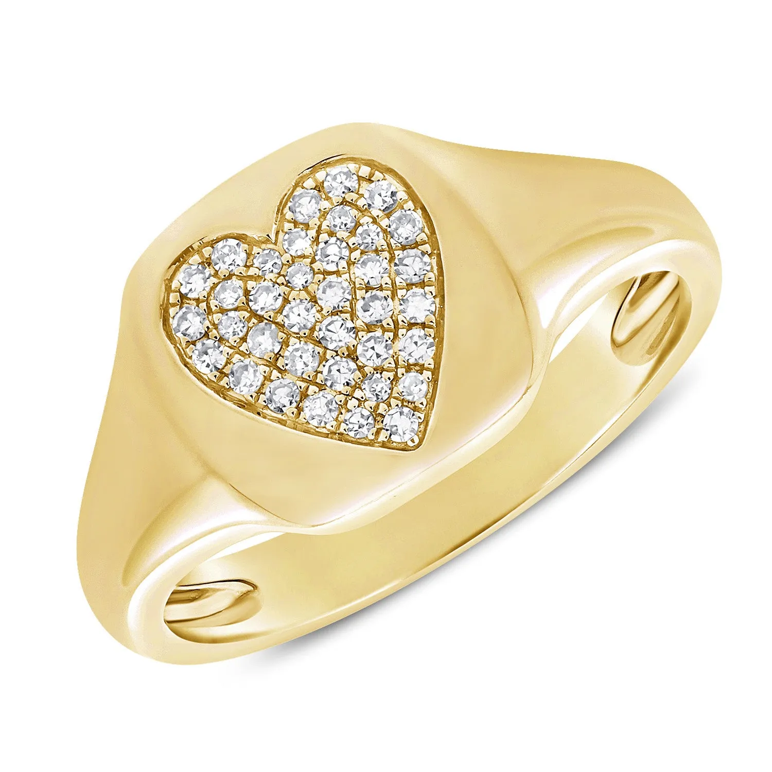 14k Gold & Diamond Heart Signet Ring- 0.09 ct.