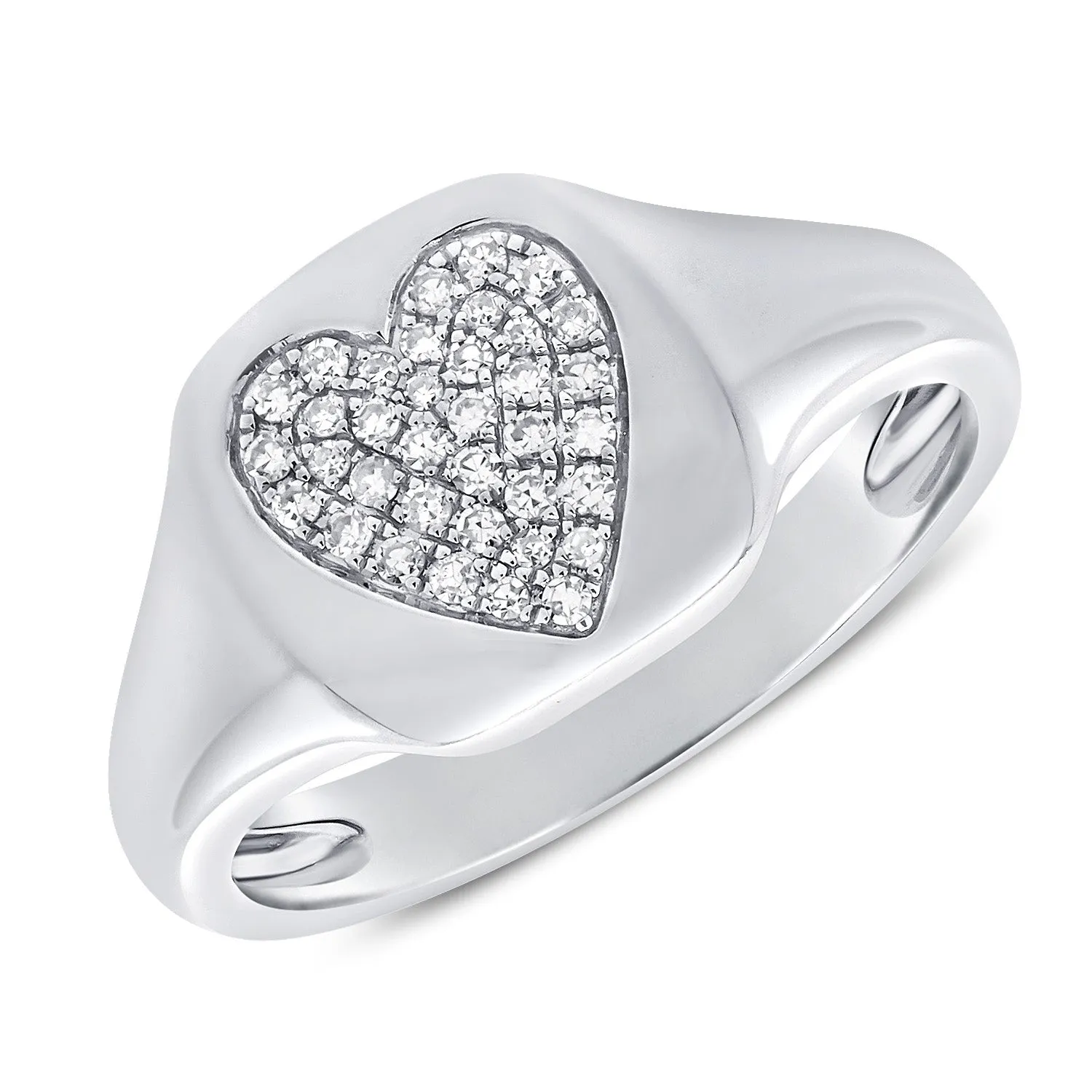 14k Gold & Diamond Heart Signet Ring- 0.09 ct.