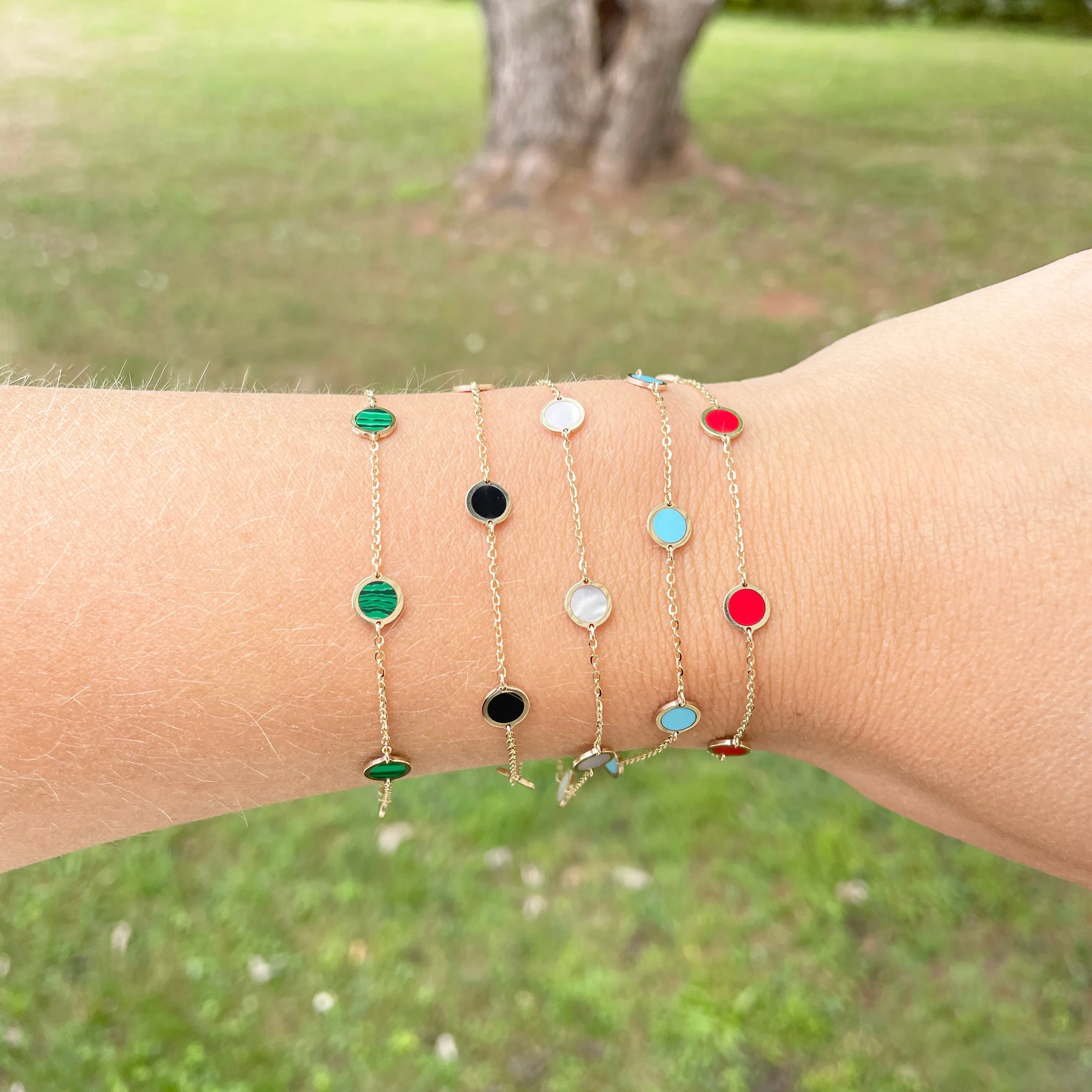 14K GOLD ONYX MEGAN CIRCLE BRACELET