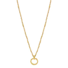 14k Gold Plated Beaded Ring Pendant Necklace