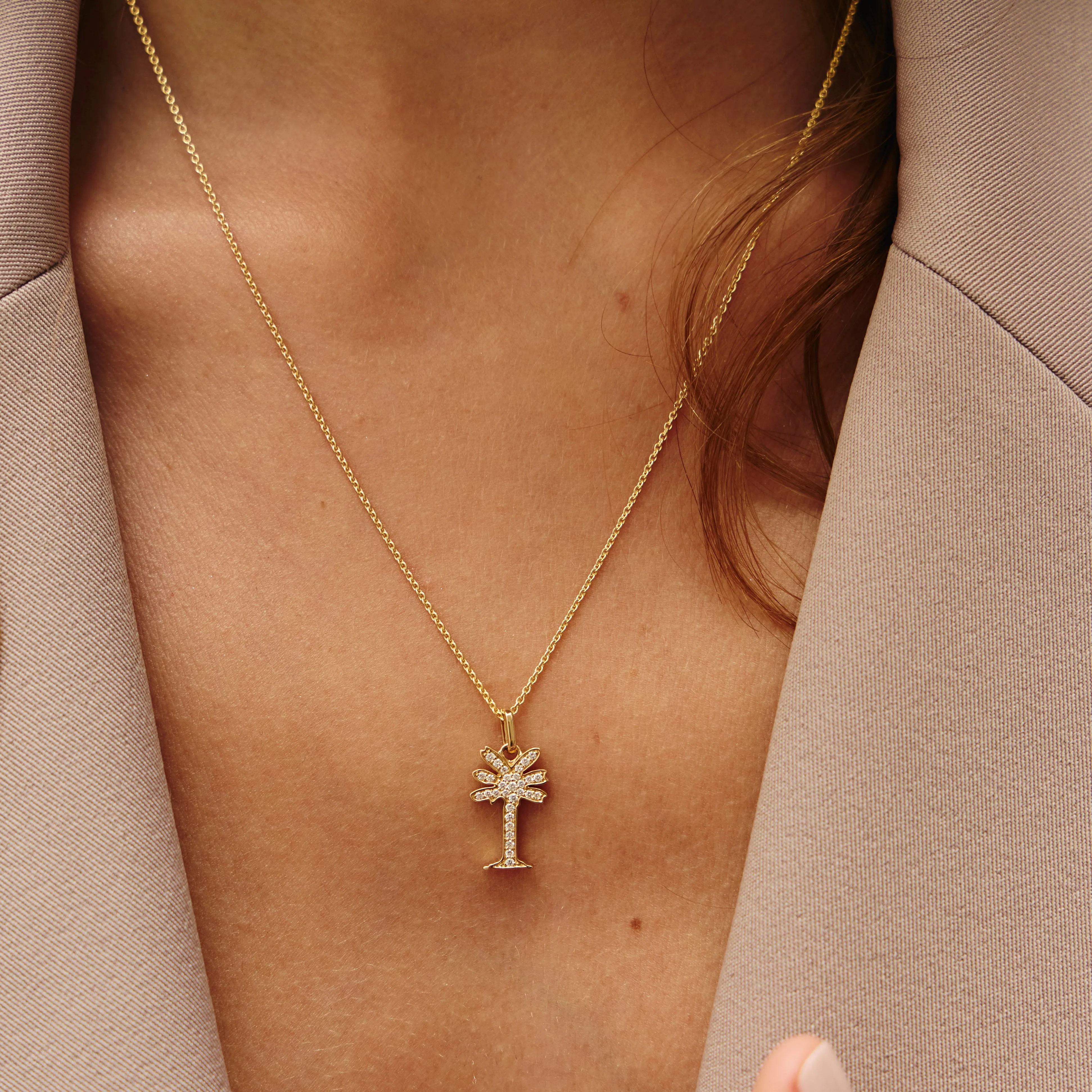 14K H-I/SI Noémie Palm Tree Diamond Necklace