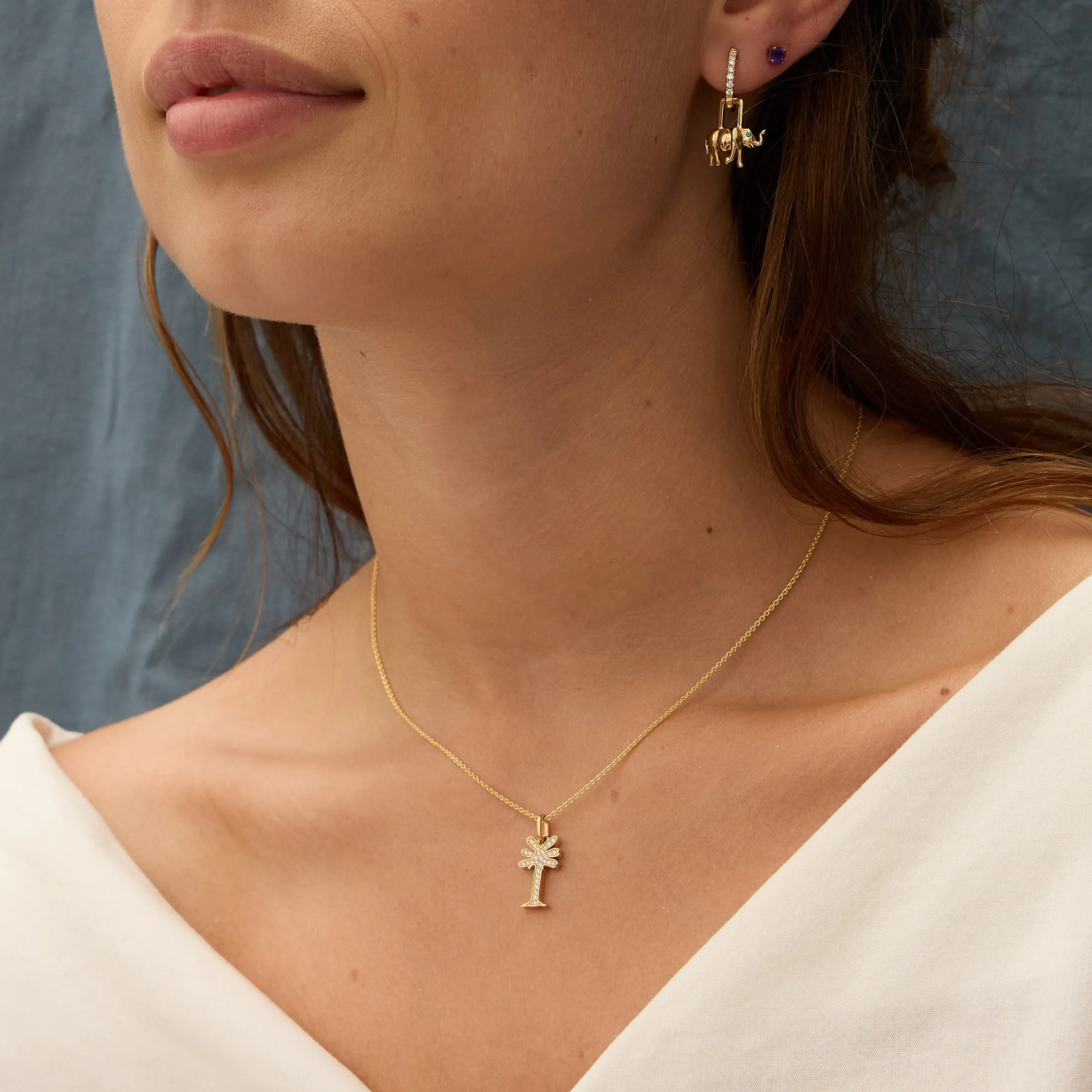 14K H-I/SI Noémie Palm Tree Diamond Necklace