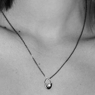 14K H-I/SI Oval Floating Diamond Necklace