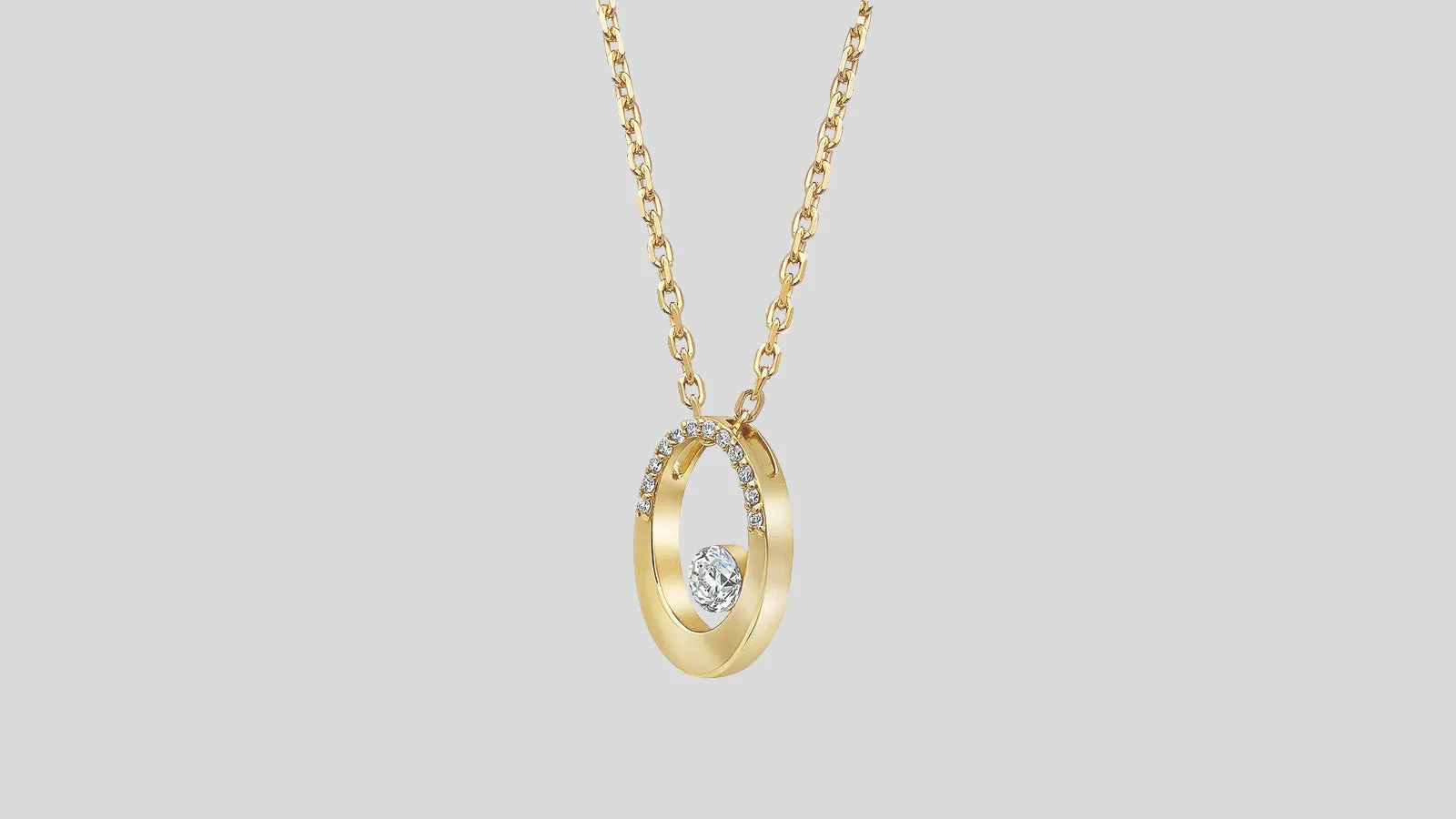 14K H-I/SI Oval Floating Diamond Necklace