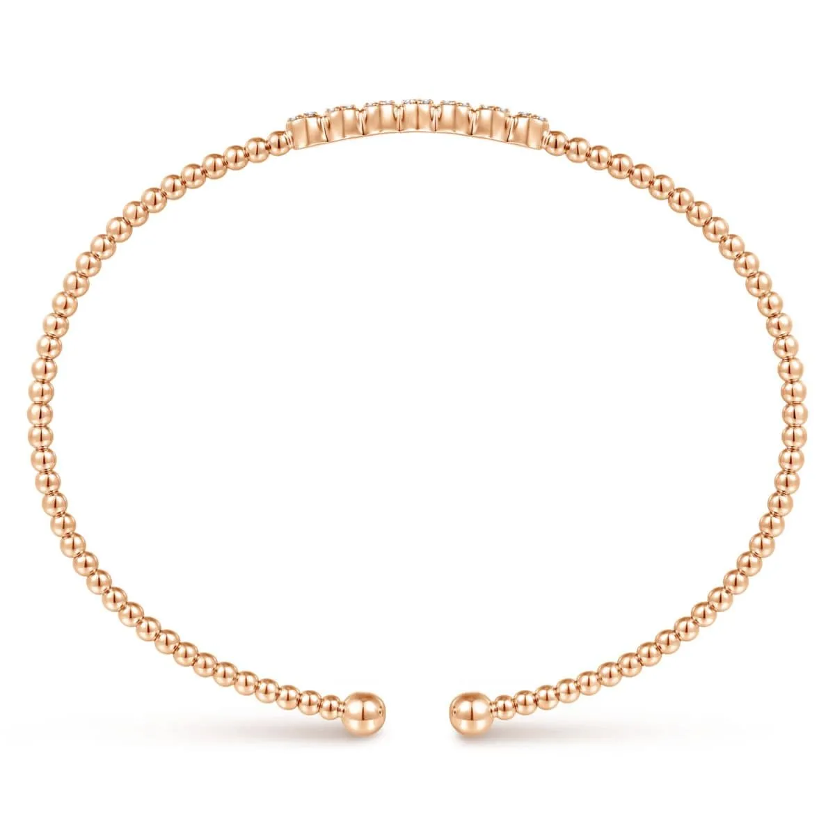 14K Rose Gold Bujukan Cuff Bracelet with Cluster Diamond Stations - BG4116-62K45JJ