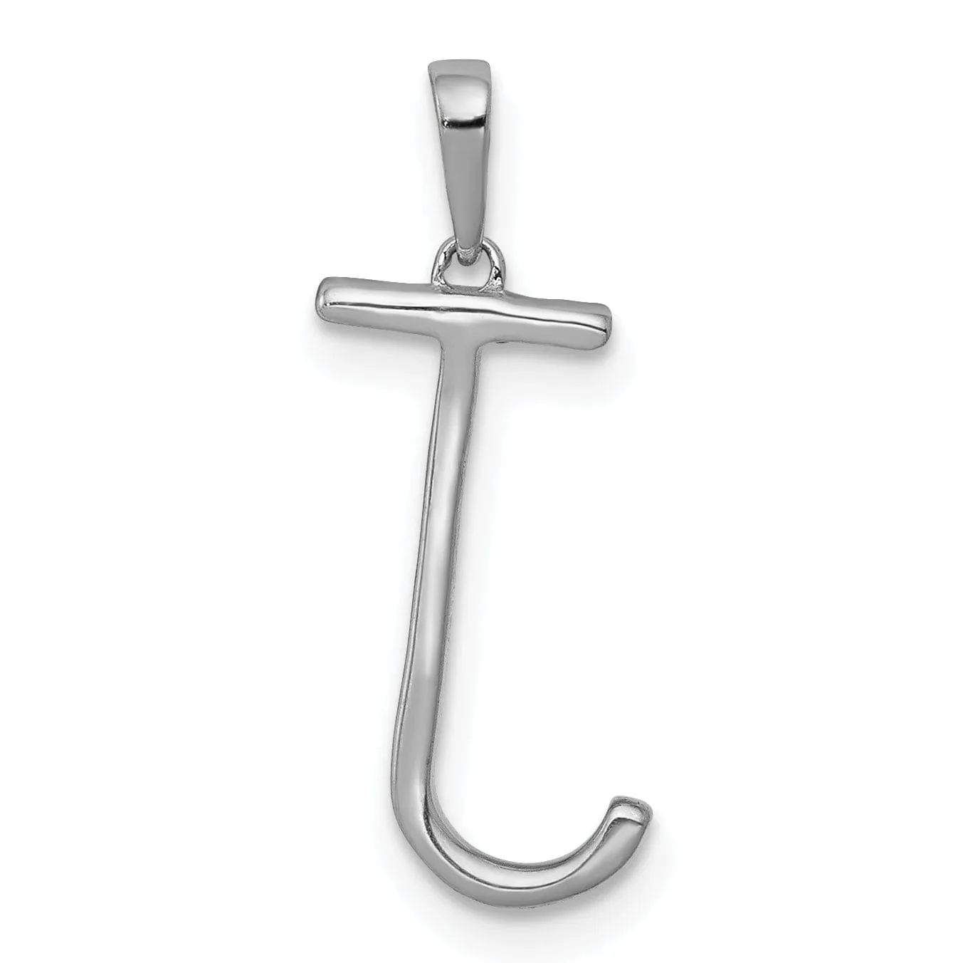 14K White Gold Diamond 0.088-CT Block Letter J Initial Charm Pendant