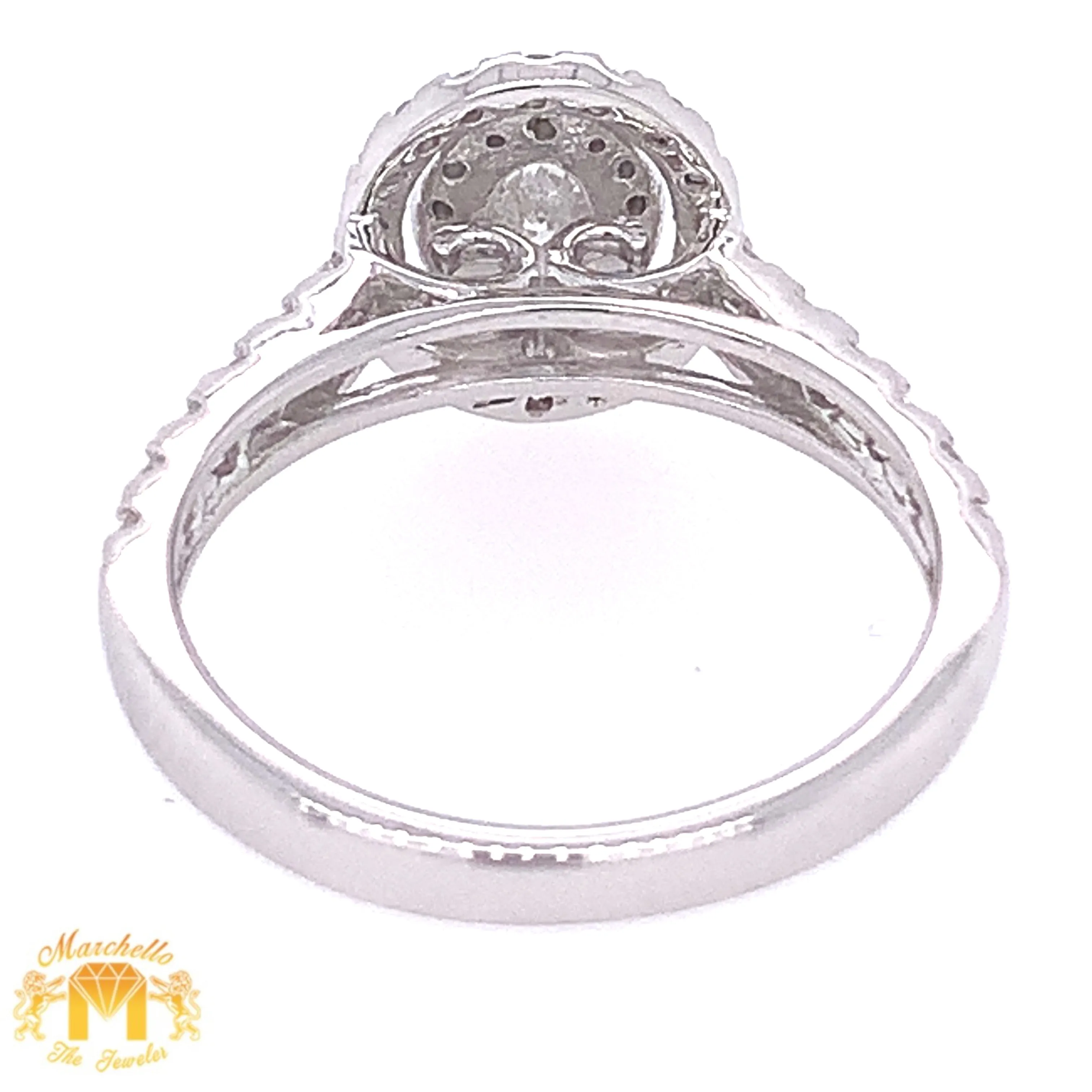 14k White Gold Oval-shaped Engagement Diamond Ring with a Halo (oval solitaire center, double halo)