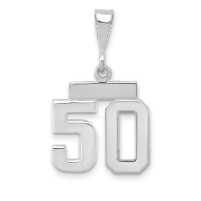 14k White Gold Polished Finish Small Size Number 50 Charm Pendant
