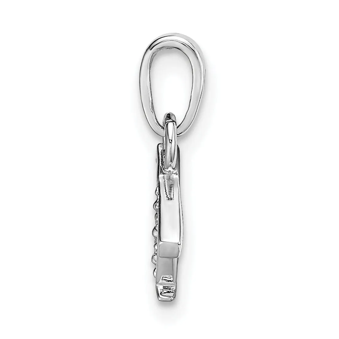 14K White Gold Small 0.01CT Diamond Letter T Initial Block Pendant