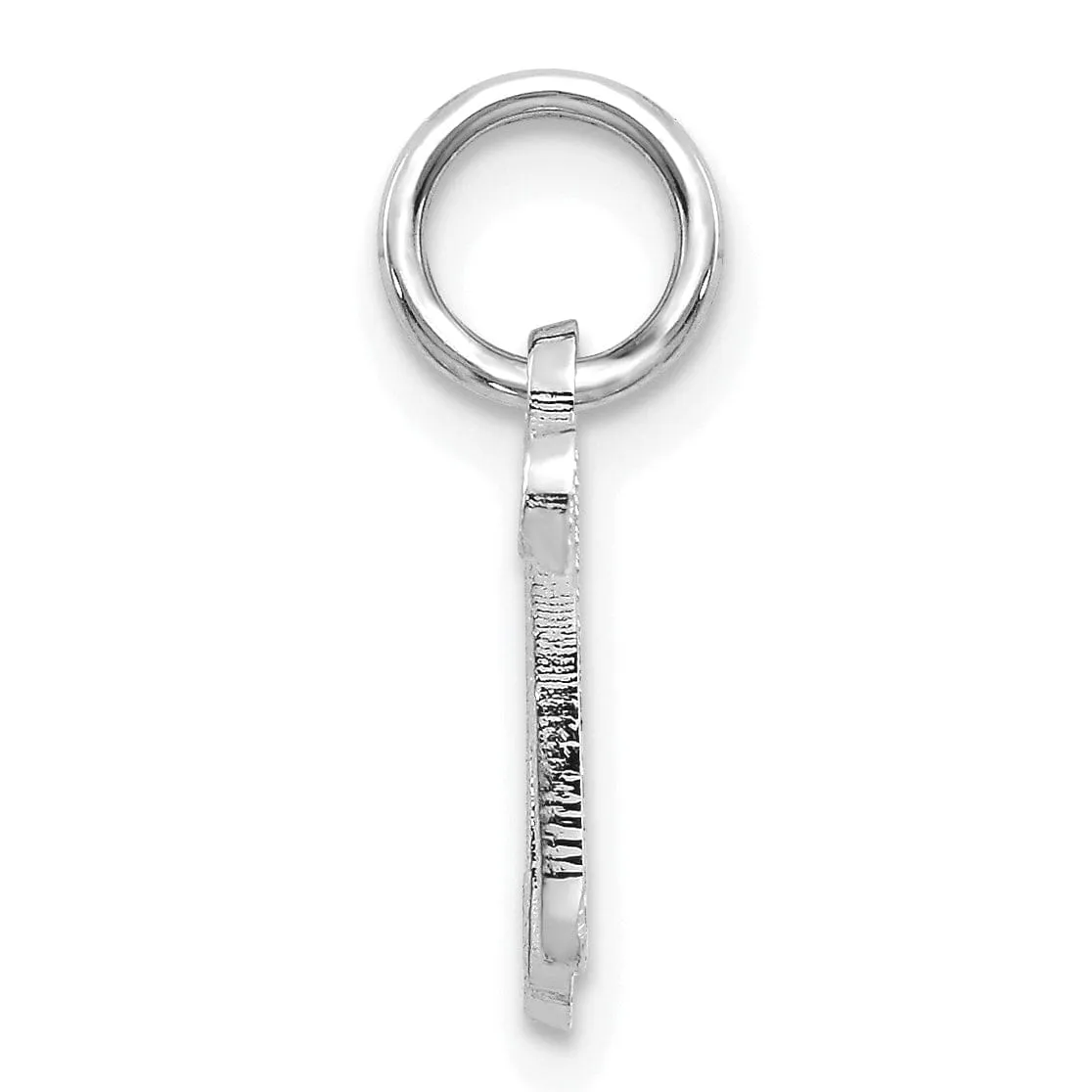 14K White Gold Small Size Casted Script Design Letter N Initial Charm Pendant