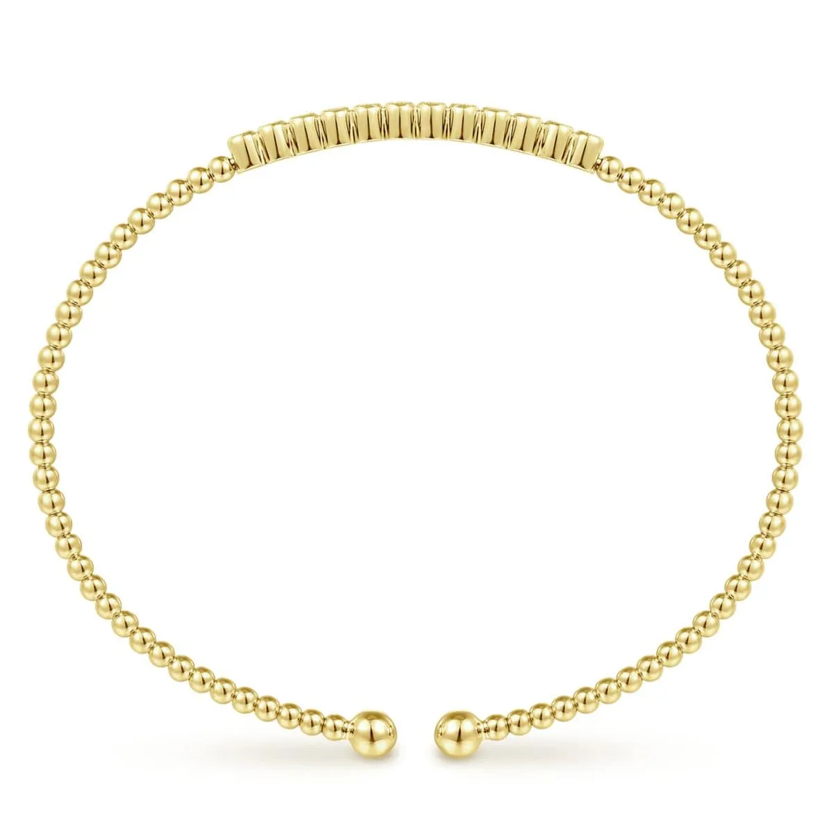 14K Yellow Gold Bujukan Cuff Bracelet with Diamond Stations - BG4118-62Y45JJ