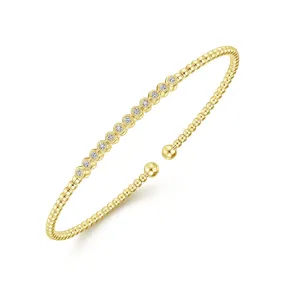 14K Yellow Gold Bujukan Cuff Bracelet with Diamond Stations - BG4118-62Y45JJ