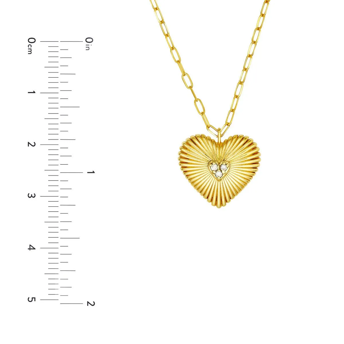 14K Yellow Gold Diamond Radiant Heart Pendant Necklace