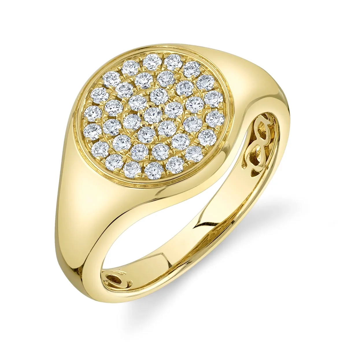 14K Yellow Gold Diamond Signet Ring
