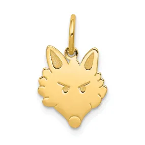 14k Yellow Gold Polished Finish Fox Head Design Charm Pendant