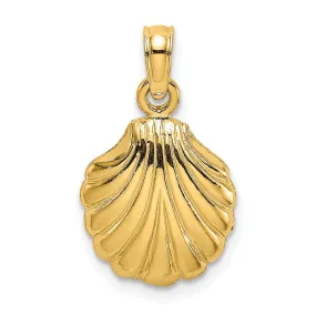 14K Yellow Gold Polished Finish Scallop Shell Charm Pendant