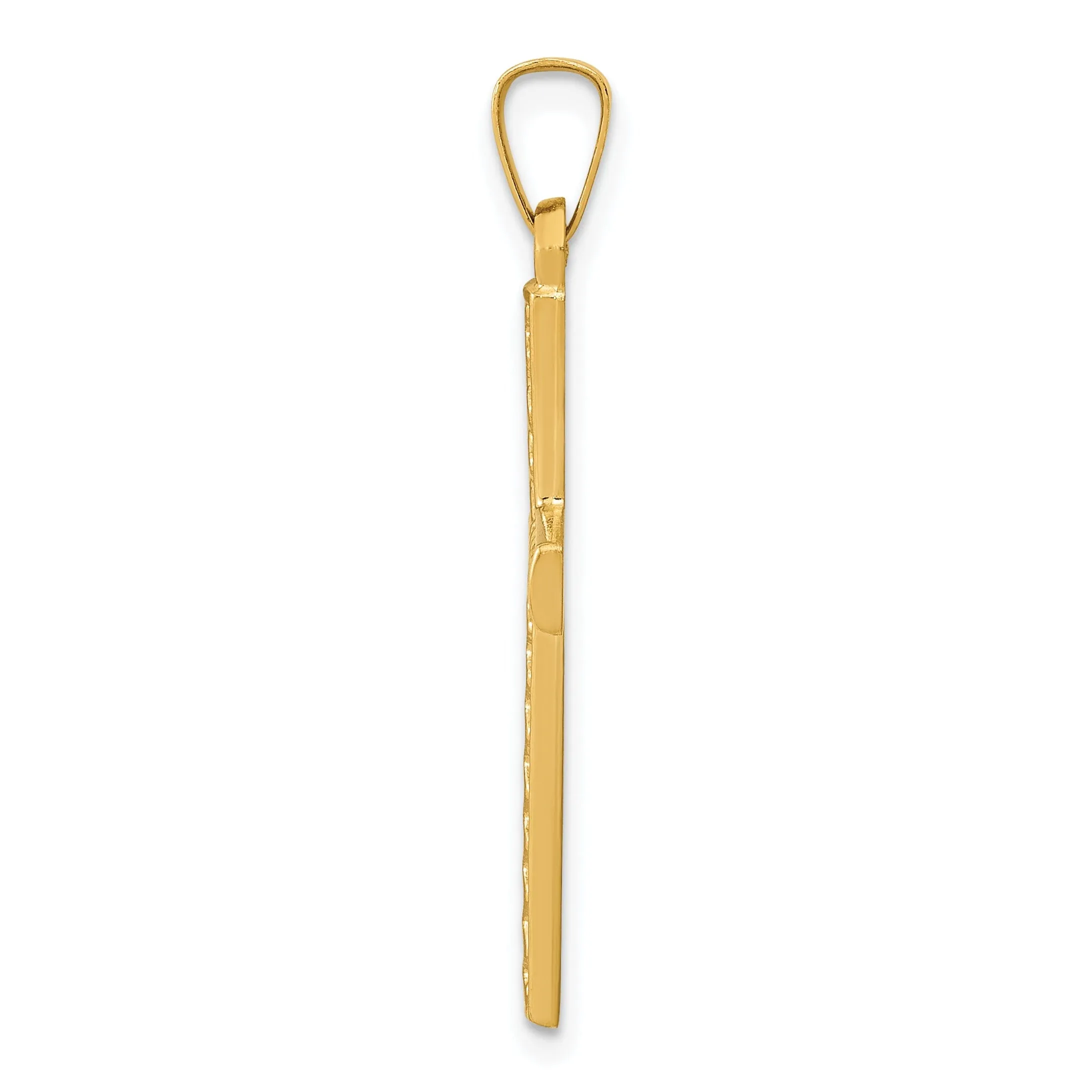 14k Yellow Gold Polished Lattice Cross Pendant