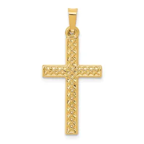14k Yellow Gold Polished Lattice Cross Pendant