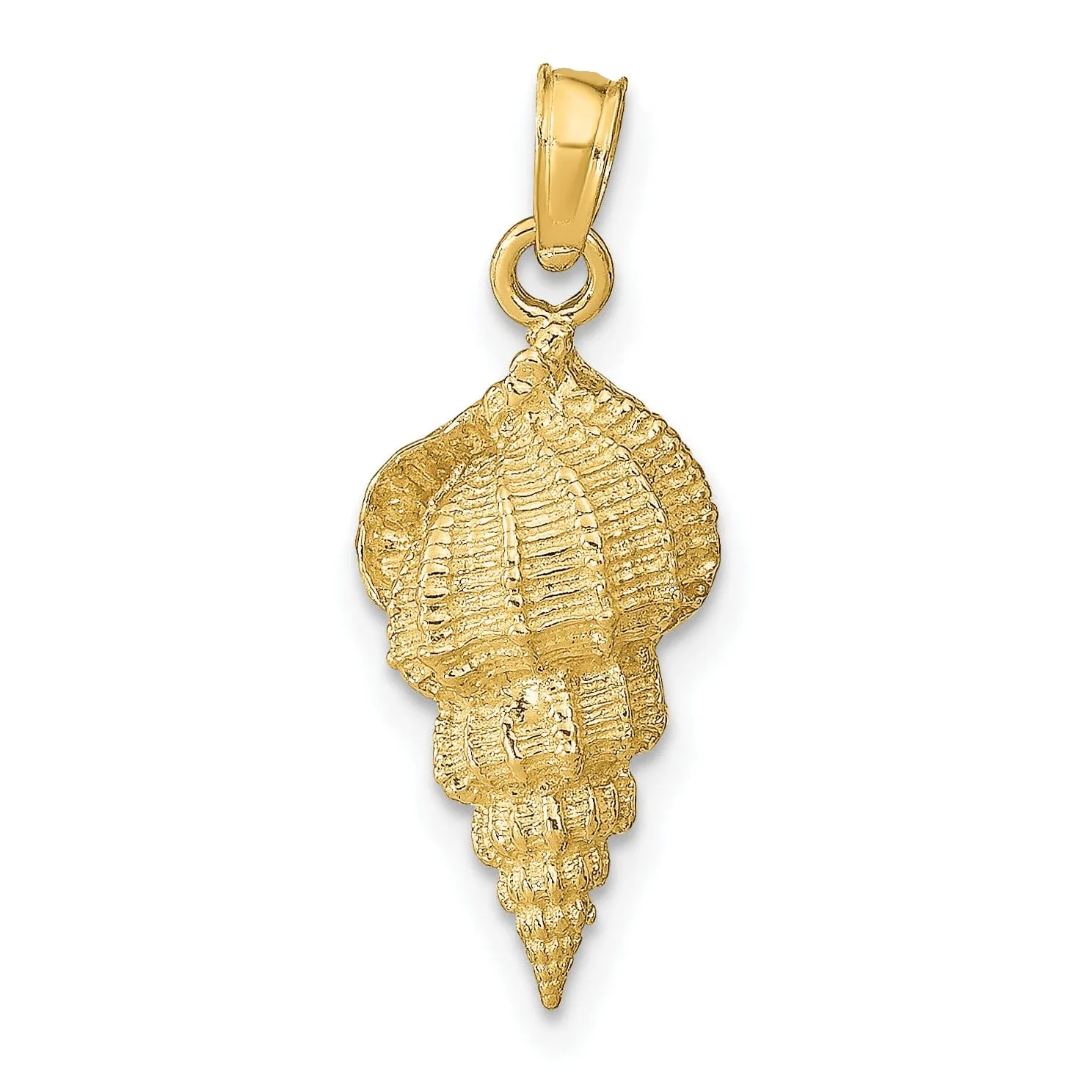 14k Yellow Gold Solid Texture Polished Finish Open Back Men's Conch Shell Charm Pendant