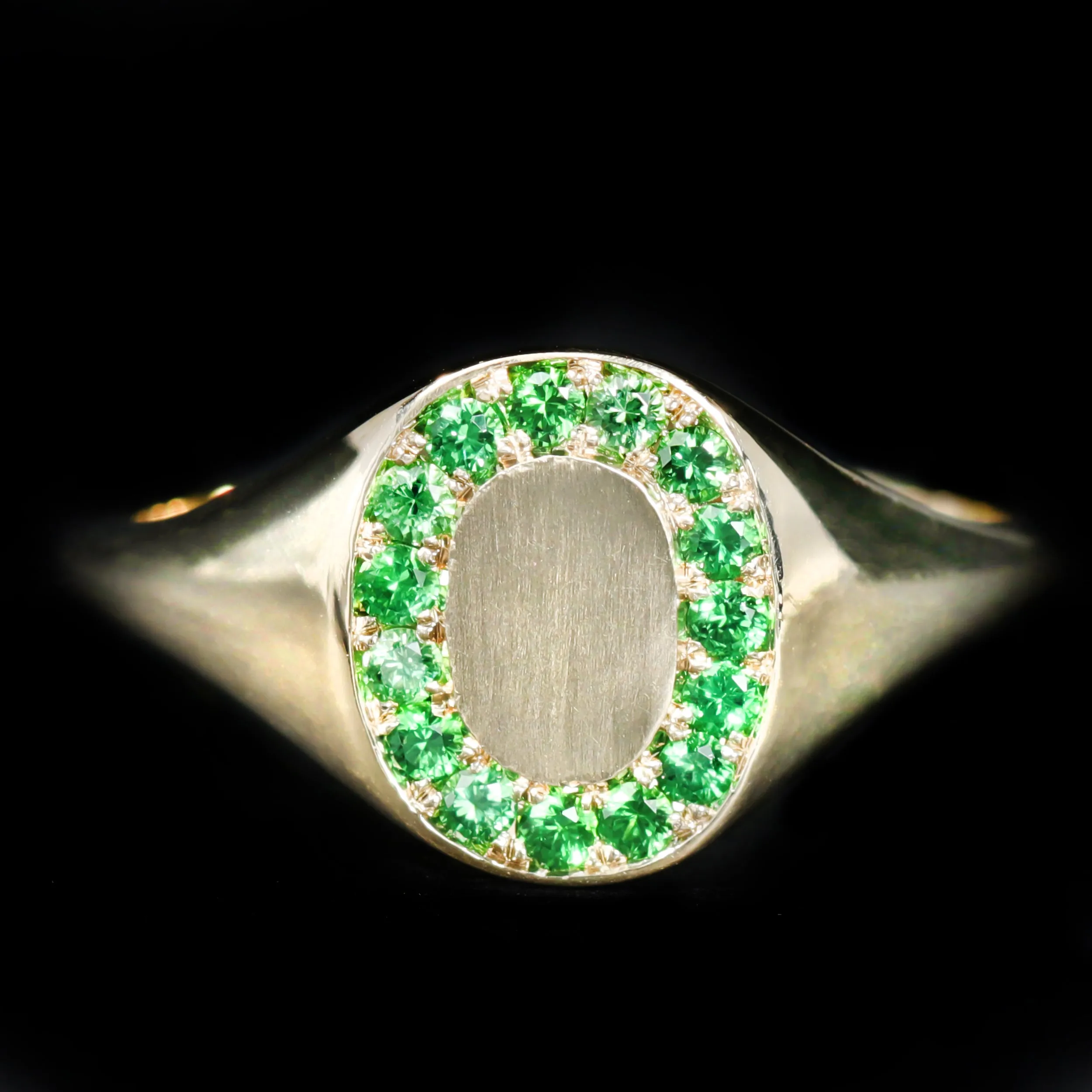 14K Yellow Gold Tsavorite Garnet Signet Ring