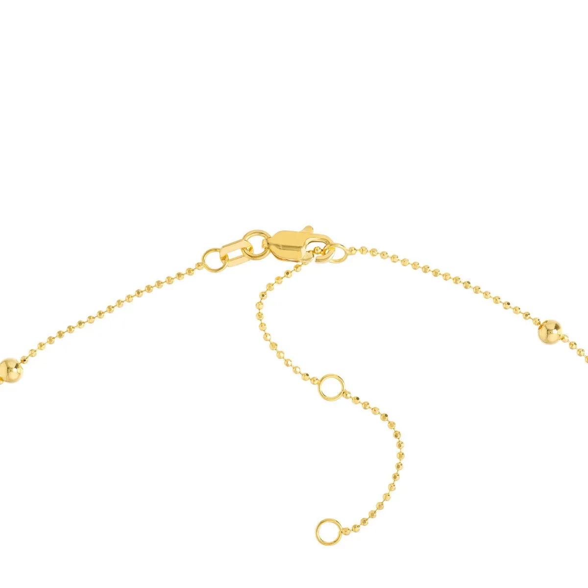 14K Yellow Gold Virgin Mary with Cross Beaded Y-Necklace