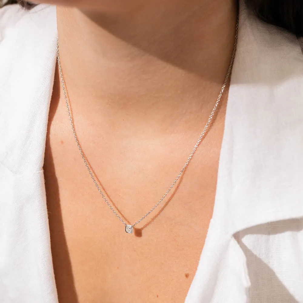 18ct White Gold .30ct Radiant Diamond Natalia Pendant