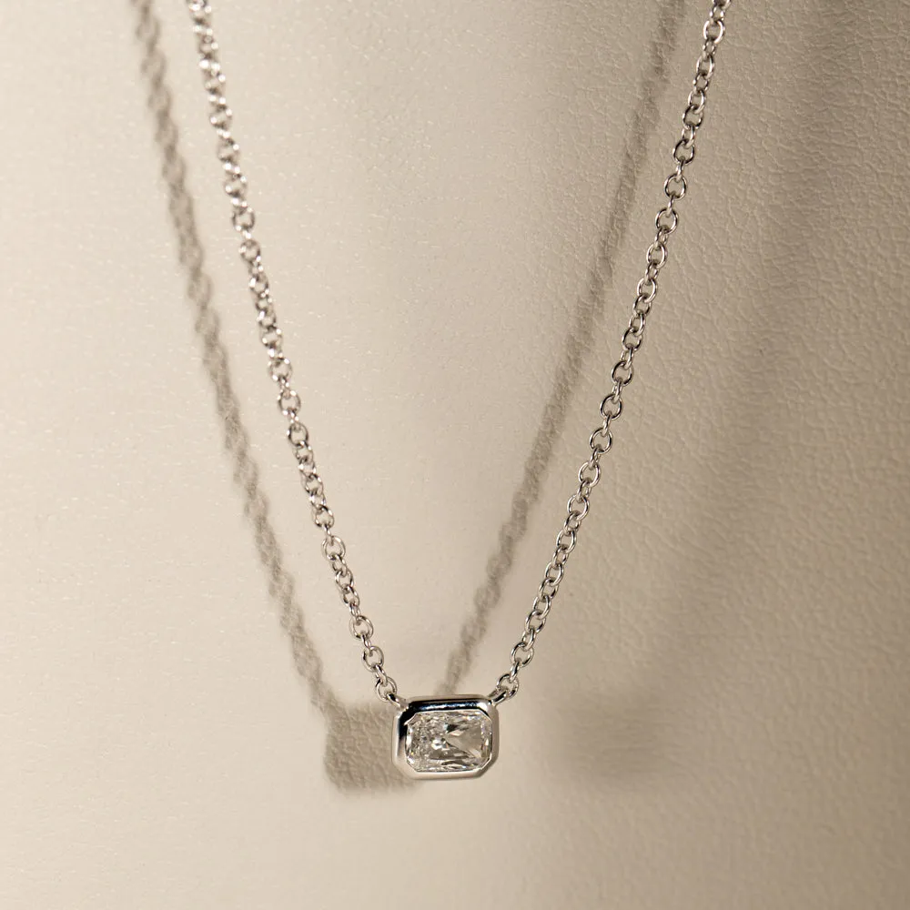 18ct White Gold .31ct Radiant Cut Diamond Natalia Pendant