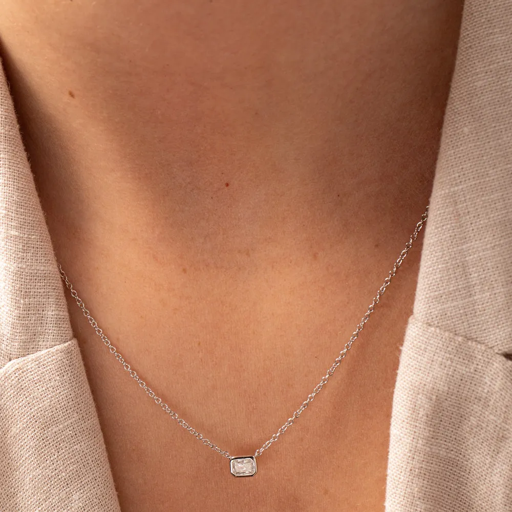 18ct White Gold .31ct Radiant Cut Diamond Natalia Pendant