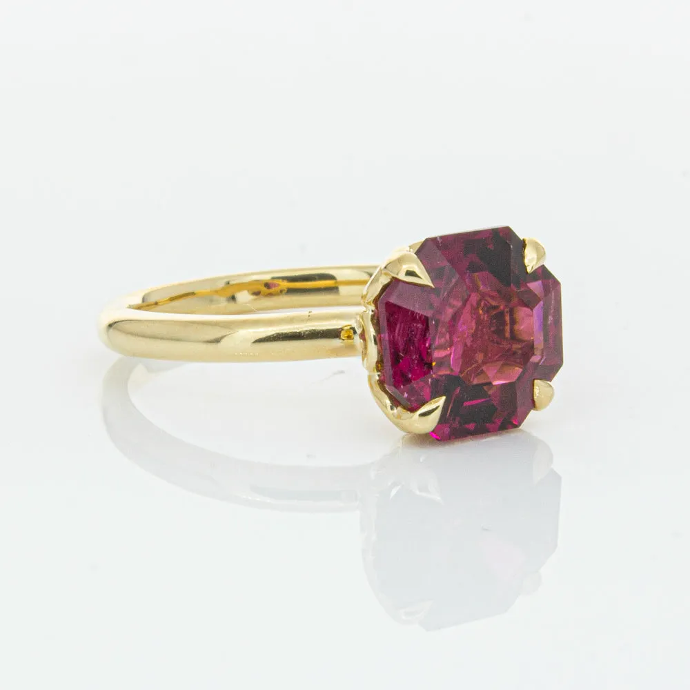 18ct Yellow Gold 3.42ct Rubellite Tourmaline Octavia Ring