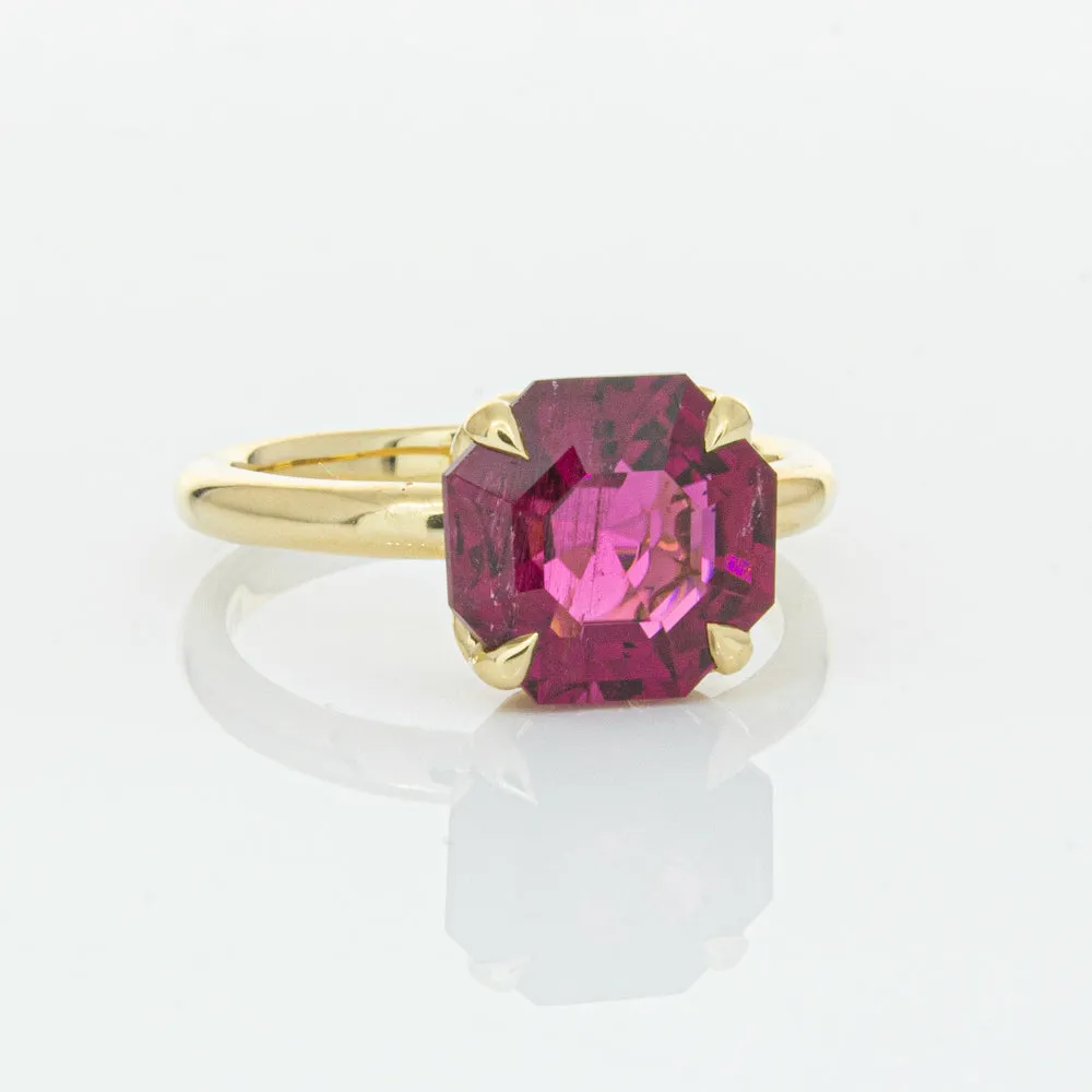 18ct Yellow Gold 3.42ct Rubellite Tourmaline Octavia Ring