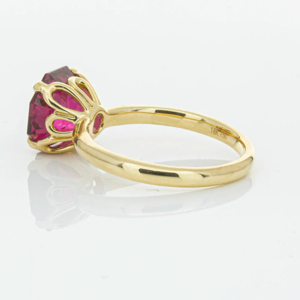18ct Yellow Gold 3.42ct Rubellite Tourmaline Octavia Ring