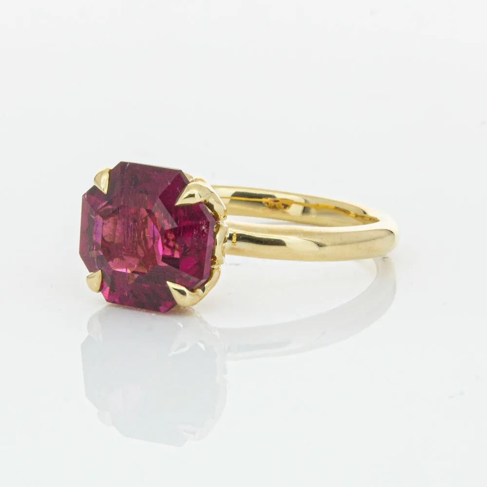18ct Yellow Gold 3.42ct Rubellite Tourmaline Octavia Ring