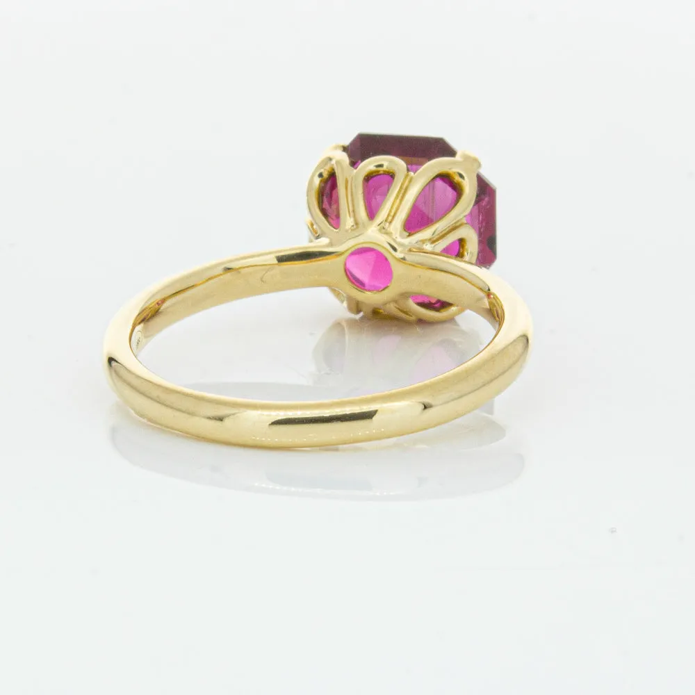 18ct Yellow Gold 3.42ct Rubellite Tourmaline Octavia Ring