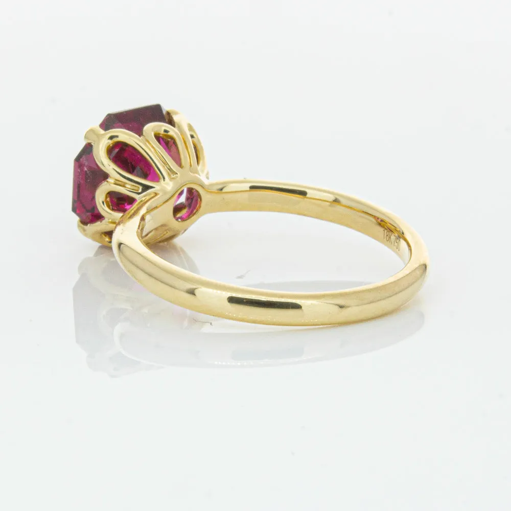 18ct Yellow Gold 3.42ct Rubellite Tourmaline Octavia Ring