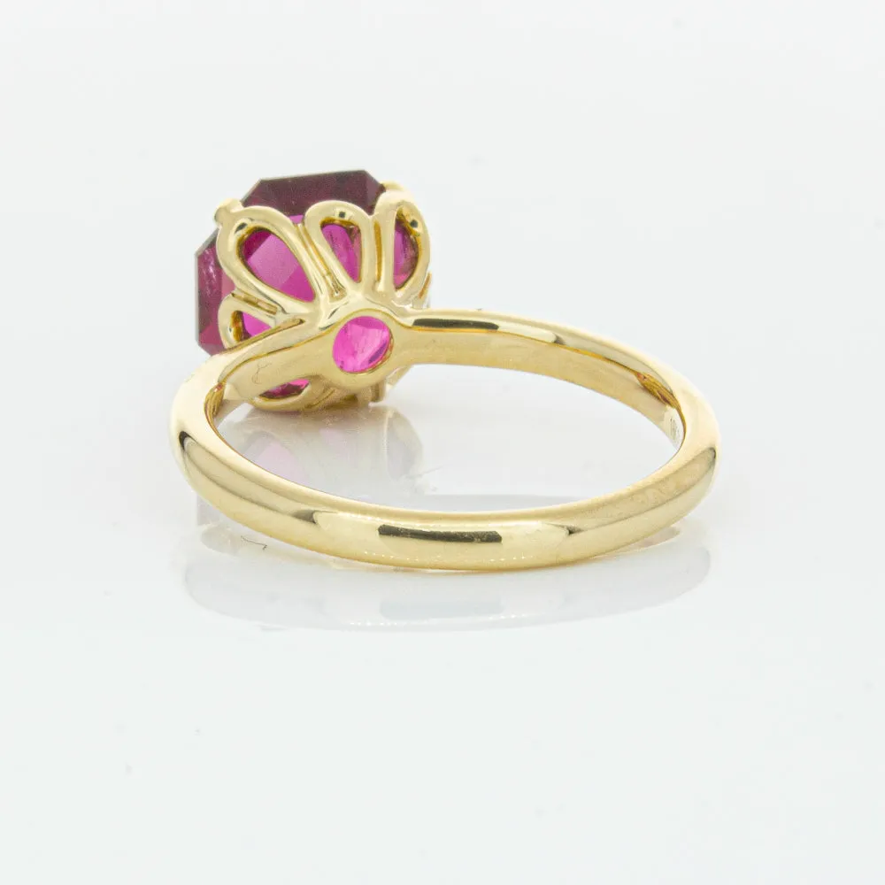 18ct Yellow Gold 3.42ct Rubellite Tourmaline Octavia Ring